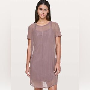 Lululemon Ready To Reach Dress Antique Bark mesh lined strappy back neutral